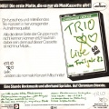 Rückseite der 1982.10 Trio 7" single Anna - lass mich rein lassmichraus (DE: Mercury 6005 257 ..01) mit Werbung für die 1982.10 Trio-MC Live im Frühjahr 82